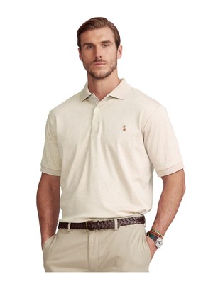 

Мужская хлопковая футболка-поло POLO RALPH LAUREN бежевого классического кроя, Бежевый, 711660606023
