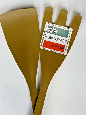NOS David Douglas ACCALAC Salad Serving UTENSIL Set Gold Green ACCA Roma Ware