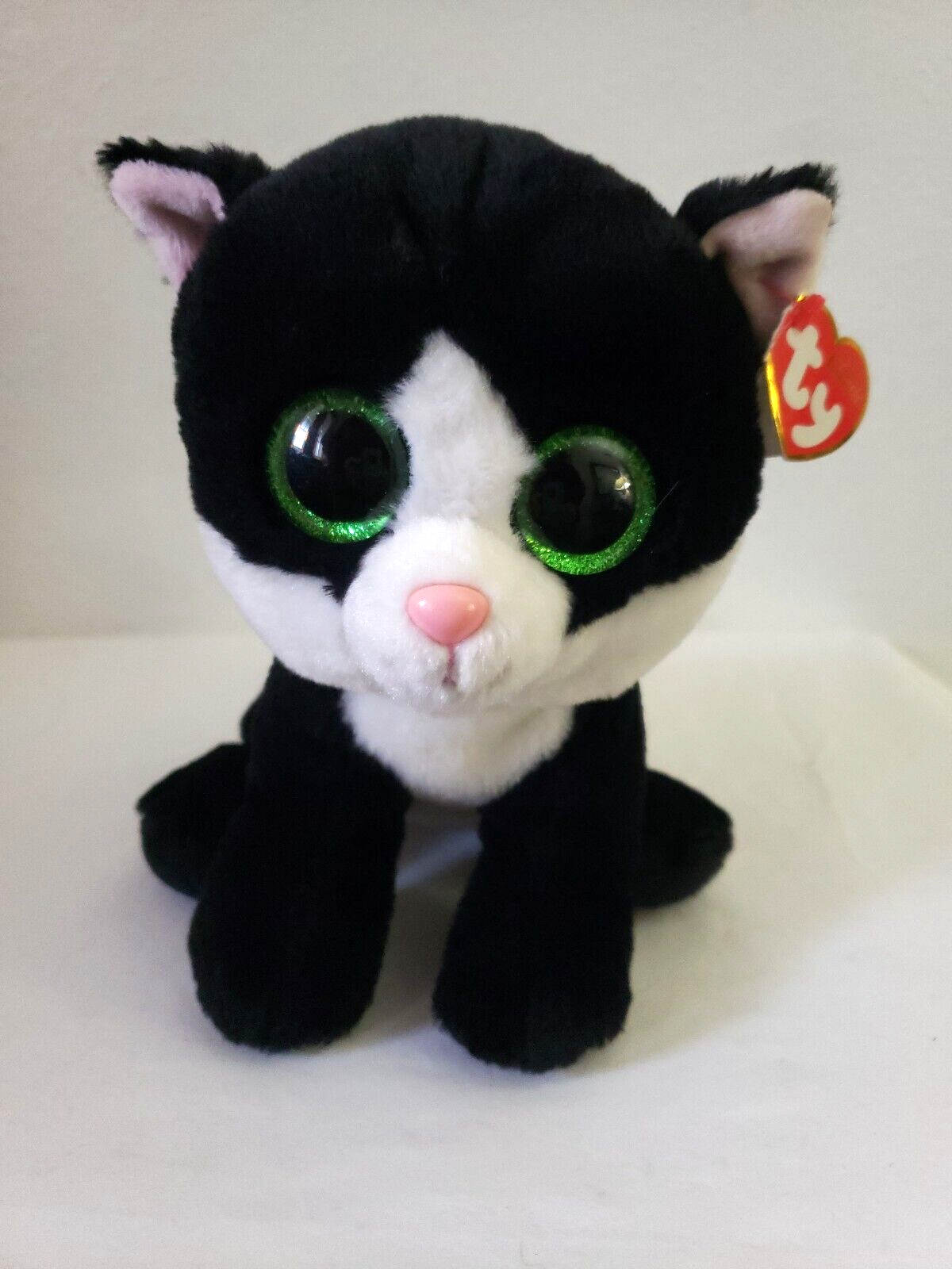 Ty Classic  AVA Cat Black White Plush Stuffed Animal 9" Pape