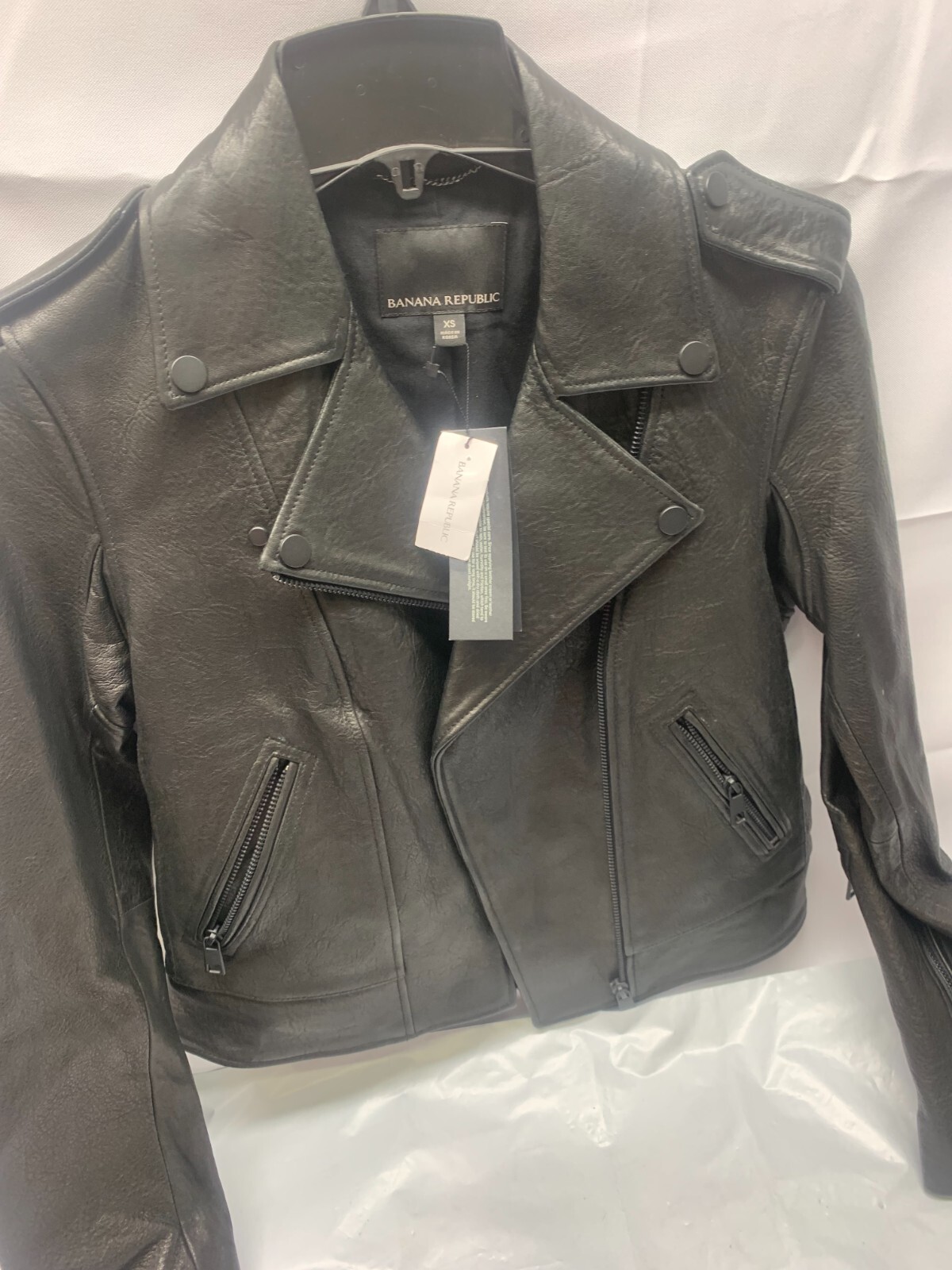 BANANA REPUBLIC Essential Black Leather Jacket Womens X