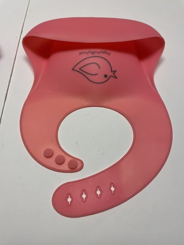 Set Of 2 Silicone Baby Girl Bibs Happy Healthy Parent Stain Protection EUC