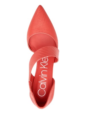 

CALVIN KLEIN Женские кожаные туфли-лодочки без шнуровки Coral Rand Gella Toe Stilet 9,5 M, Коралл, E00059