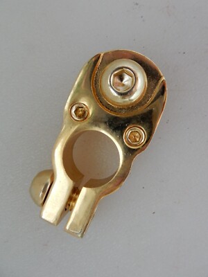 (1) DEKA SOLID BRASS GOLD PLATED 2 OUTPUT 8 AWG GAUGE TOP POST BATTERY TERMINALS