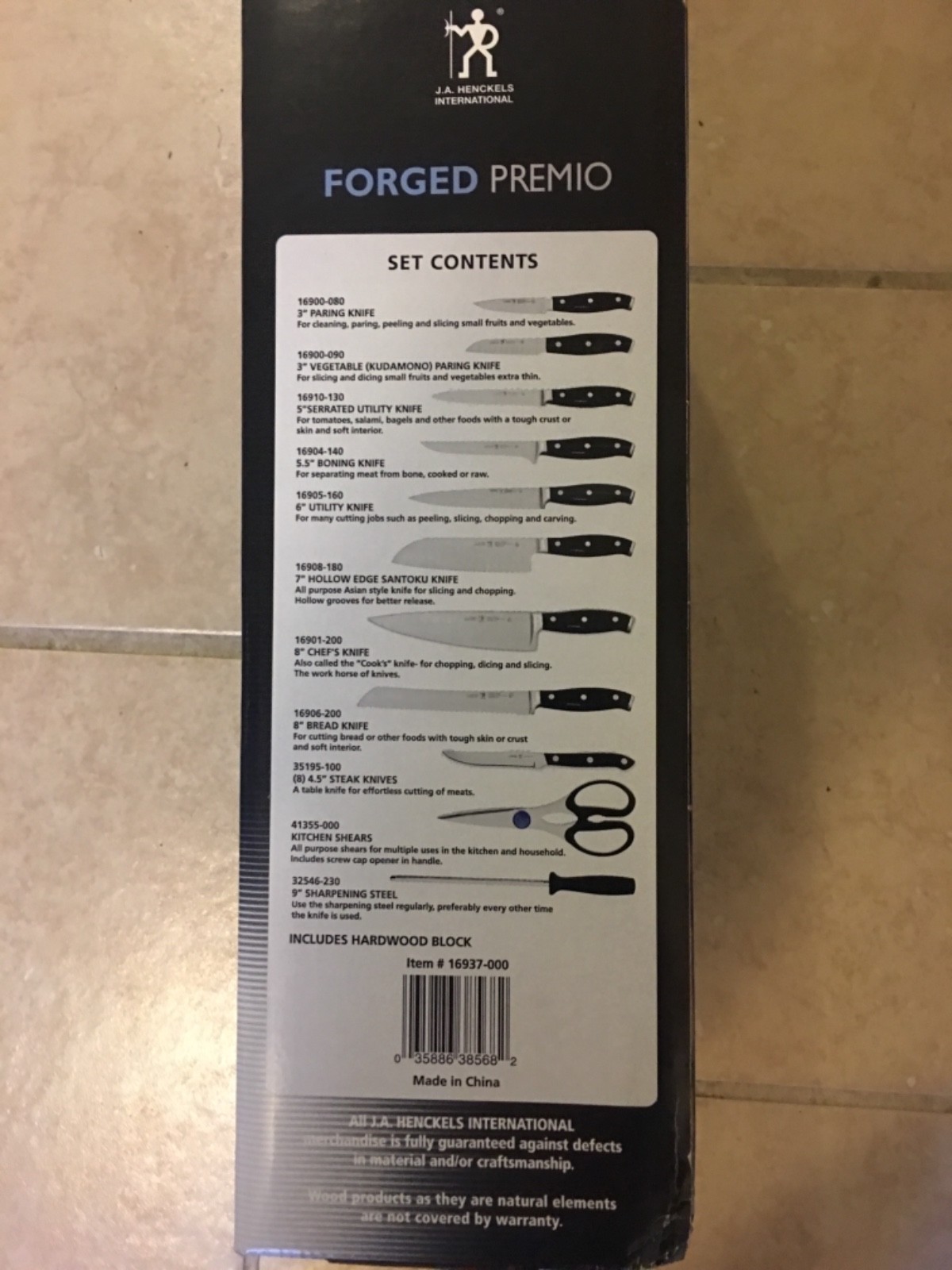 J.A. Henckels 19 Piece Knife Set Forged Premio with Cherry Block