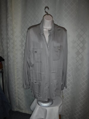 Long Sleeve Full Zip Parka Jacket size XL APT.9 Khaki Grey,4 pockets 100% rayon