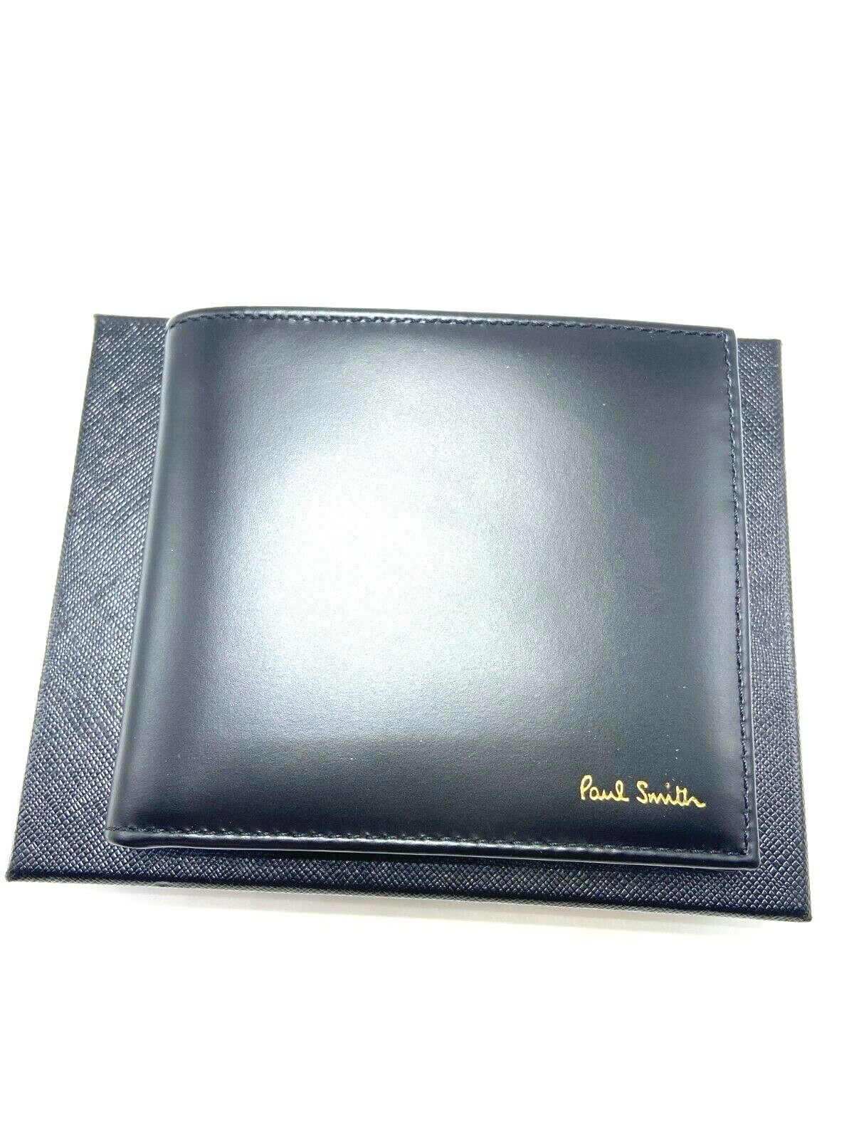 Pre-owned Paul Smith $250  Black Leather Wallet With Coin Compartment Contrast Lining