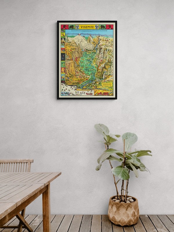 Carte du parc national de Yosemite, 1955 - Ancienne carte du parc national de Yosemite, impression vintage, cadre mural, toile d'art, portrait, histoire de la Californie - Canada