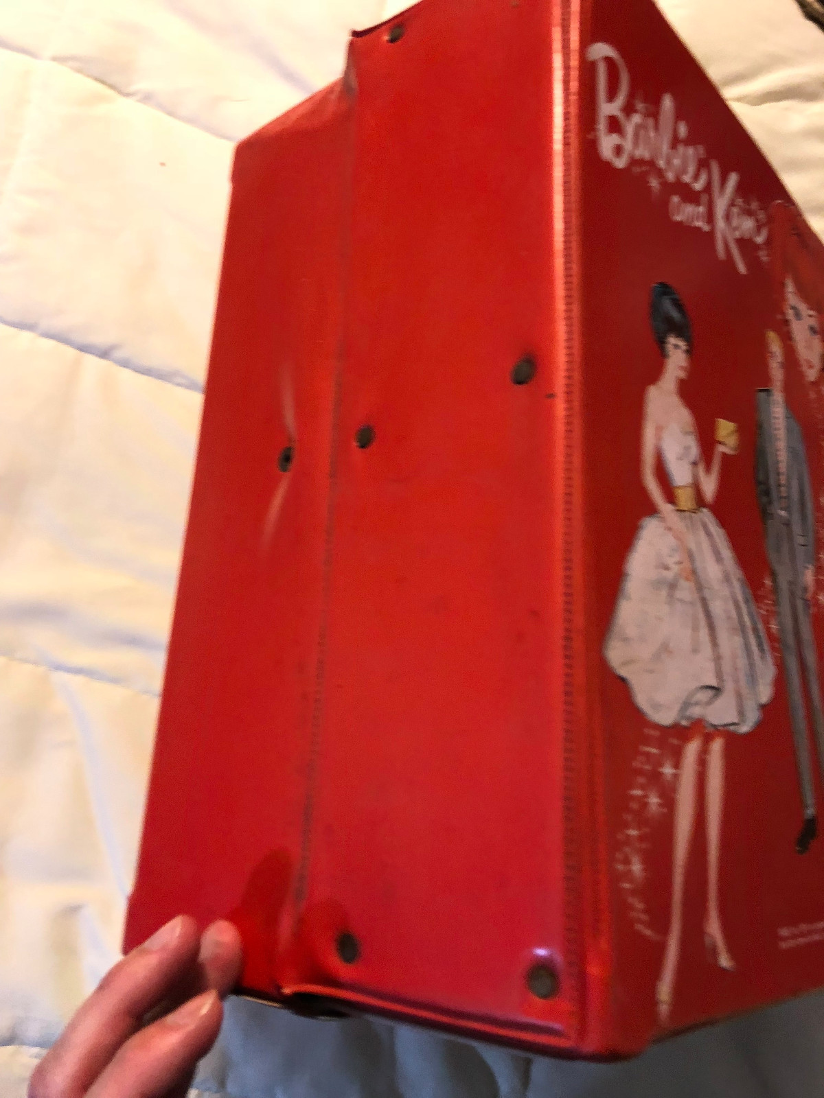 VINTAGE 1964 RED MATTEL BARBIE AND KEN LARGE RECTANGLE TRUNK CARRYING CASE BOX