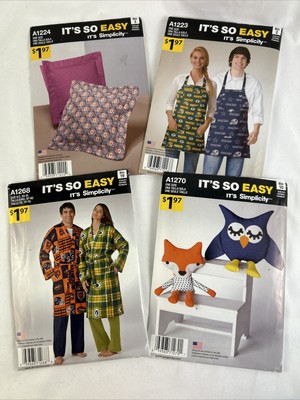 Simplicity It s So Easy Sewing Pattern Lot Of 4 Pillows Apron Robe 2014
