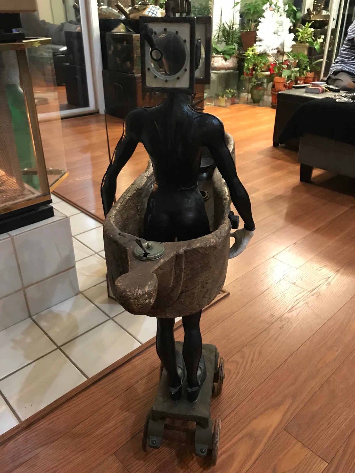 Cecilia Miguez Wooden and Bronze Statue (Uruguayan, 1955)