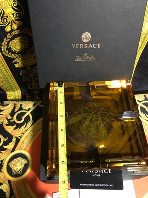 $600 VERSACE ASHTRAY MEDUSA AMBER GOLD 16cm in box  SALE