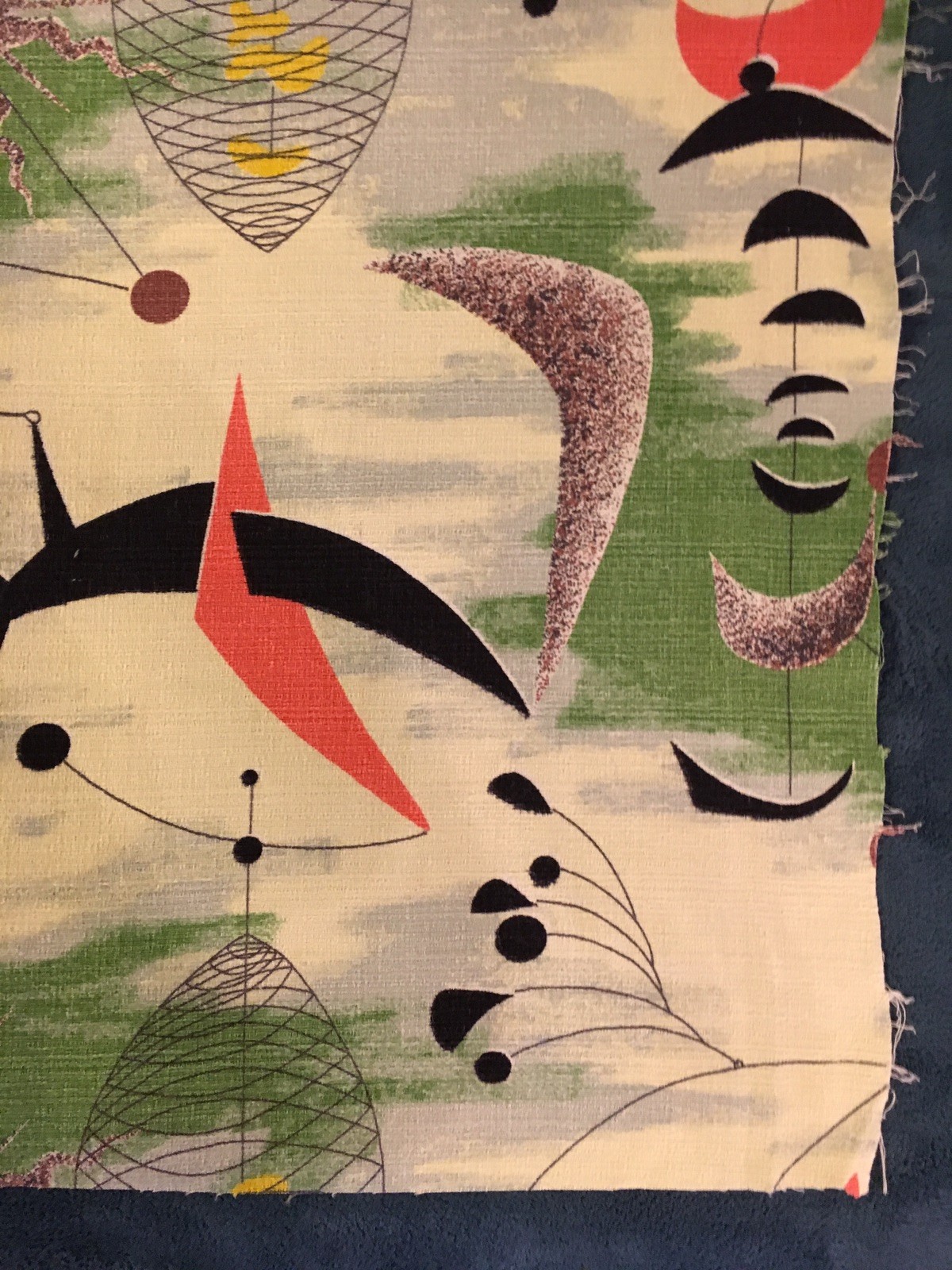 Vintage Geometric Barkcloth Fabric - 47” X 31”    (#4)