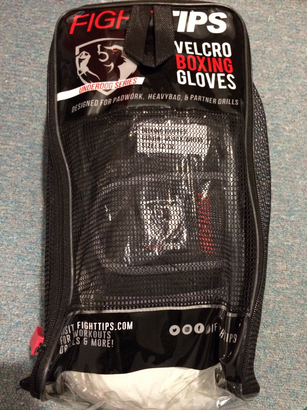 12oz Boxing Gloves Black White