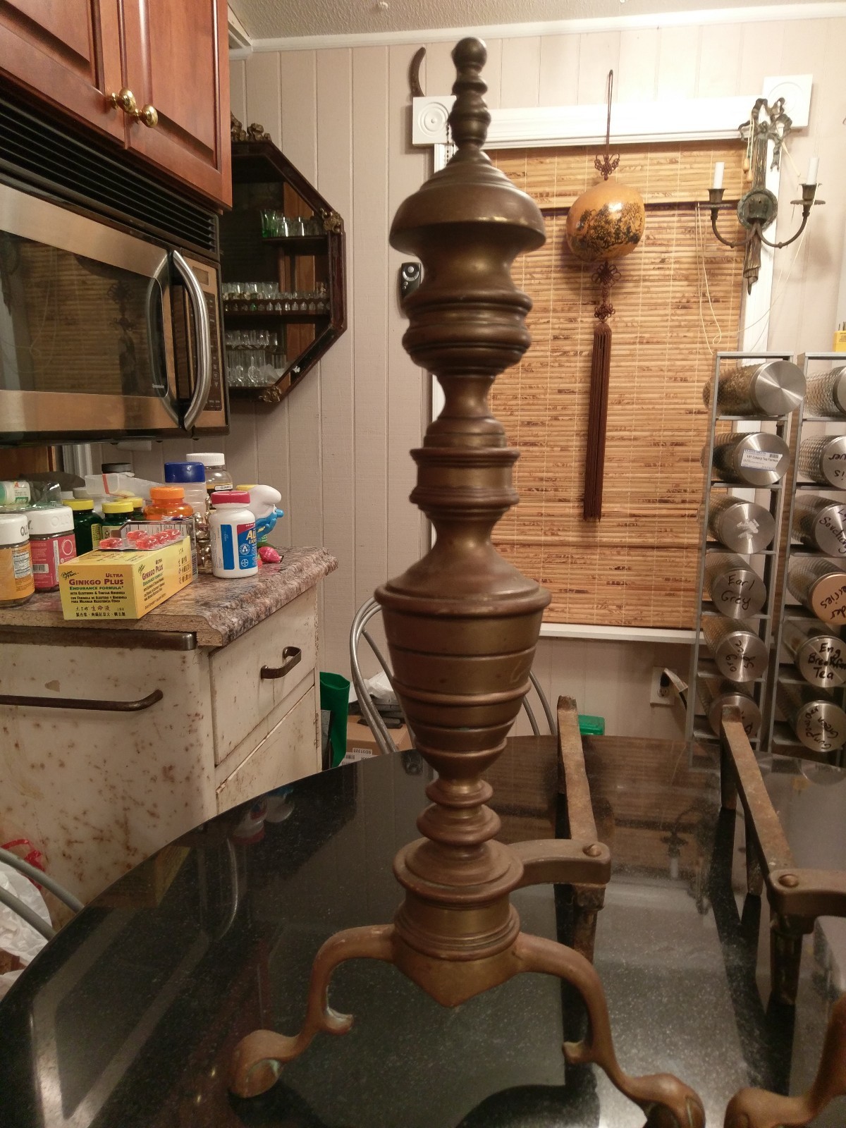 Stunning Federal Bronze Claw And Ball Feet Fire Dogs Andirons