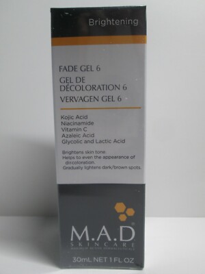 M.A.D skincare FADE GEL 6     brightens skin tone  to brown spots 30ml  NEW