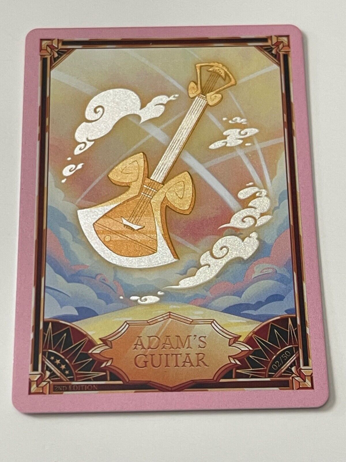 Hazbin Hotel Trading Card PINK FOIL ADAMS GUITAR 02/50 Hazbin Hotel Trading Card PINK FOIL ADAMS GUITAR 02/50