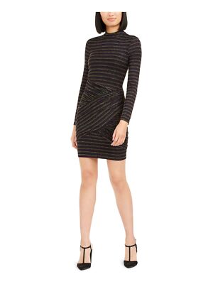 

TRINA TURK Женское черное блестящее короткое вечернее облегающее платье с длинными рукавами, Черный