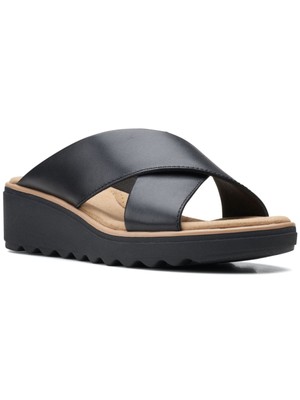 

COLLECTION BY CLARKS Женские черные кожаные шлепанцы на танкетке Jillian Toe, 7,5 м, Черный, 26157585