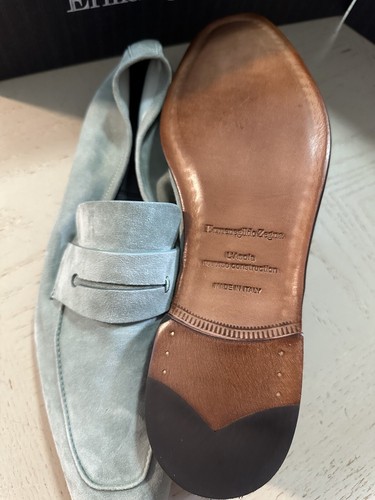 Pre-owned Ermenegildo Zegna $990  Suede Reverse Construction Loafers Lt Green 12 Us