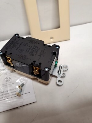 20 Amp Self-Test GFCI Receptacle 125V Back and Side Wired Ivory Qty-1  109949