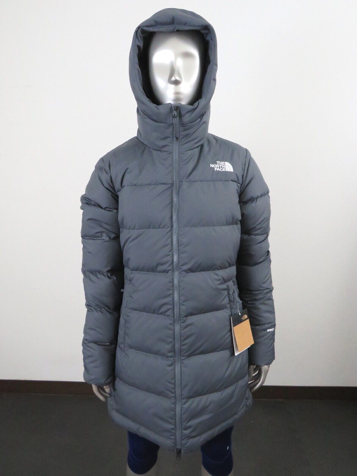 Pre-owned The North Face Womens  Gotham Mid Parka 550-down Winter Jacket Hooded - Grey In Vanadis Grey