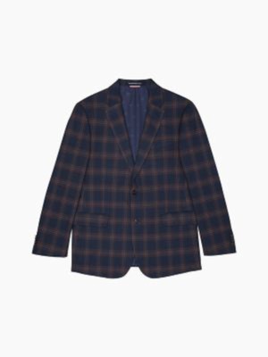 

TOMMY HILFIGER Мужской темно-синий однобортный спортивный пиджак в клетку, Navy