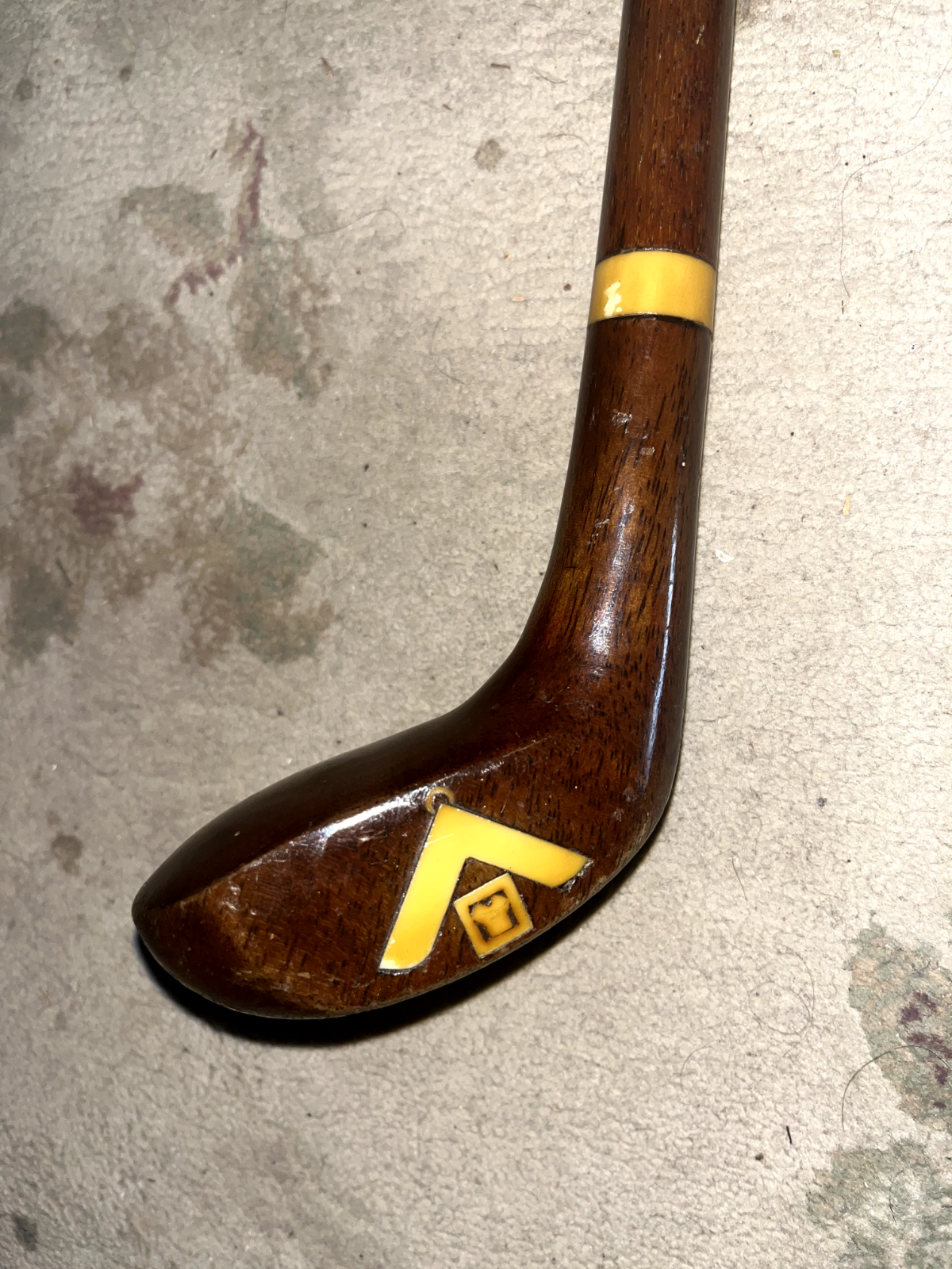 RARE ANTIQUE FANCY FACE WALKING STICK CANE SUNDAY GOLF CLUB  MASONIC SCHRINERS