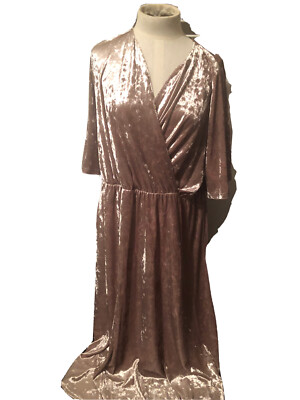Chris & Carol boutique mauve shimmery brush velvet style v neck plus dress 3xl