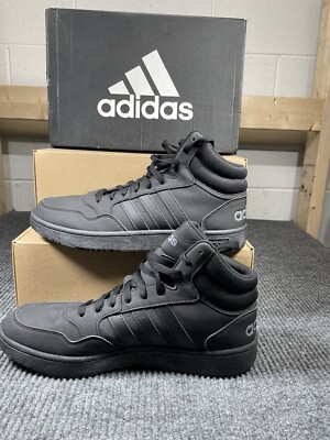 Mens ADIDAS HOOPS 3.0 MID GV6683 Triple Black Basketball Shoes Size 12 New