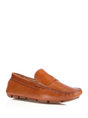 

Дизайнерские брендовые мужские лоферы без шнурков Cognac Brown Moc-Stitch Penny Driver, Коричневый, 104620