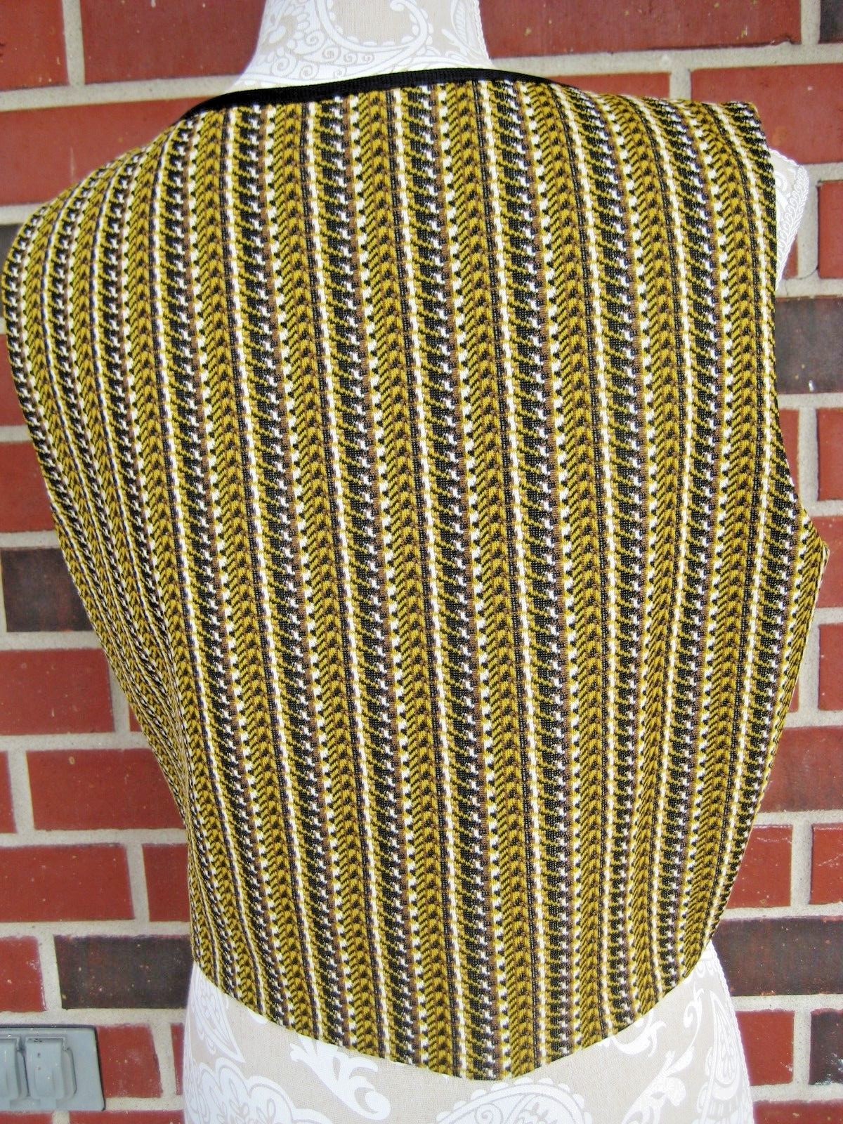 Vintage GIGI CREATIONS Women's Vest High Waist Size Medium Black Yellow White