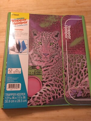 Mead Original Trapper Keeper Binder Retro Portfolio Vintage Style Purple Cheetah