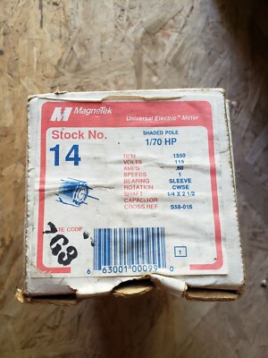 Magnetek #14 1/70HP 115V .70A 1550RPM S58-016 Shaded Pole Motor