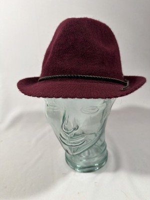 Adora Vintage Wool Hat Womens Maroon Leather Band Western Boho Rancher