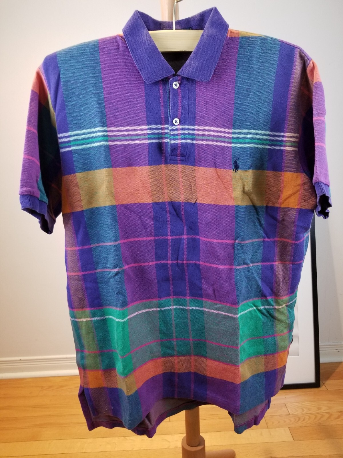 貴重◎ 90's polo by ralph lauren heavy VINTAGE 90' RALPH LAUREN POLO PLAID HEAVY COTTON T-SHIRT SZ