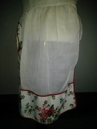 Vintage Sheer White Tulip Flower Half Apron 322D