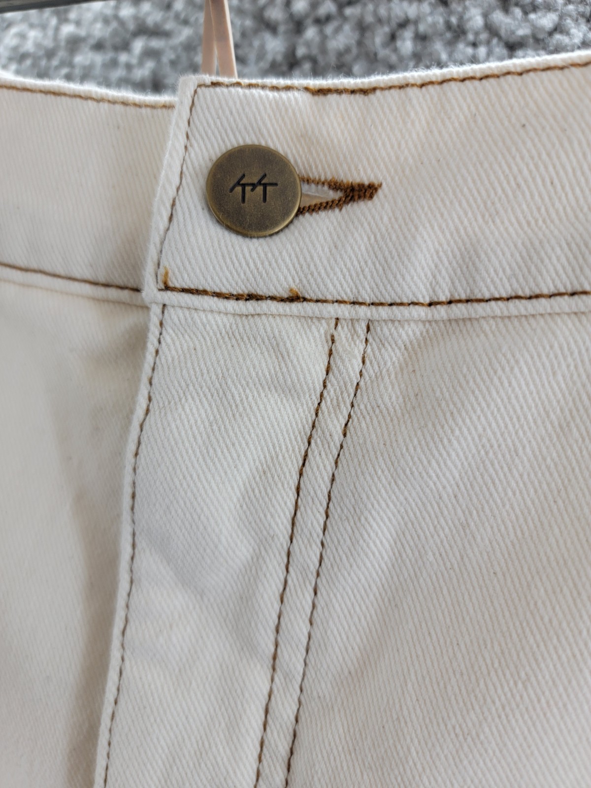 Karen Kane Cropped Wide Leg Jeans Women's 16 Natural 5 Pockets Zip/Button - Picture 5 of 16