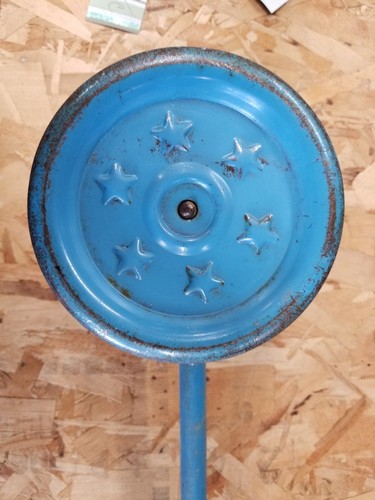 Antique Childrens Push/Pull Bell Toy w/Wooden Handle, metal wheels