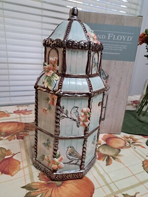 Fitz and Floyd English Garden Cookie Jar Song Birds  Cage Flowers New in Box Lid