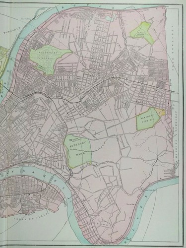 Vintage 1901 PITTSBURG ALLEGHENY PENNSYLVANIA Map Old Antique EDGEWOOD PA MAPZ