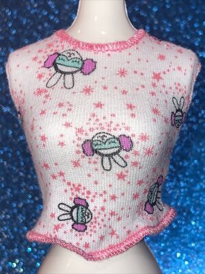 Barbie Modern Fashionista white top with Bunnies & Stars Graphics Mattel  