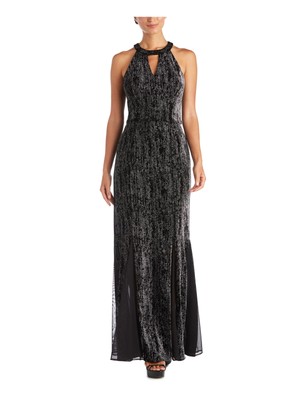 

NIGHTWAY Женское металлическое вечернее платье-футляр без рукавов с лямкой на шее, Черный