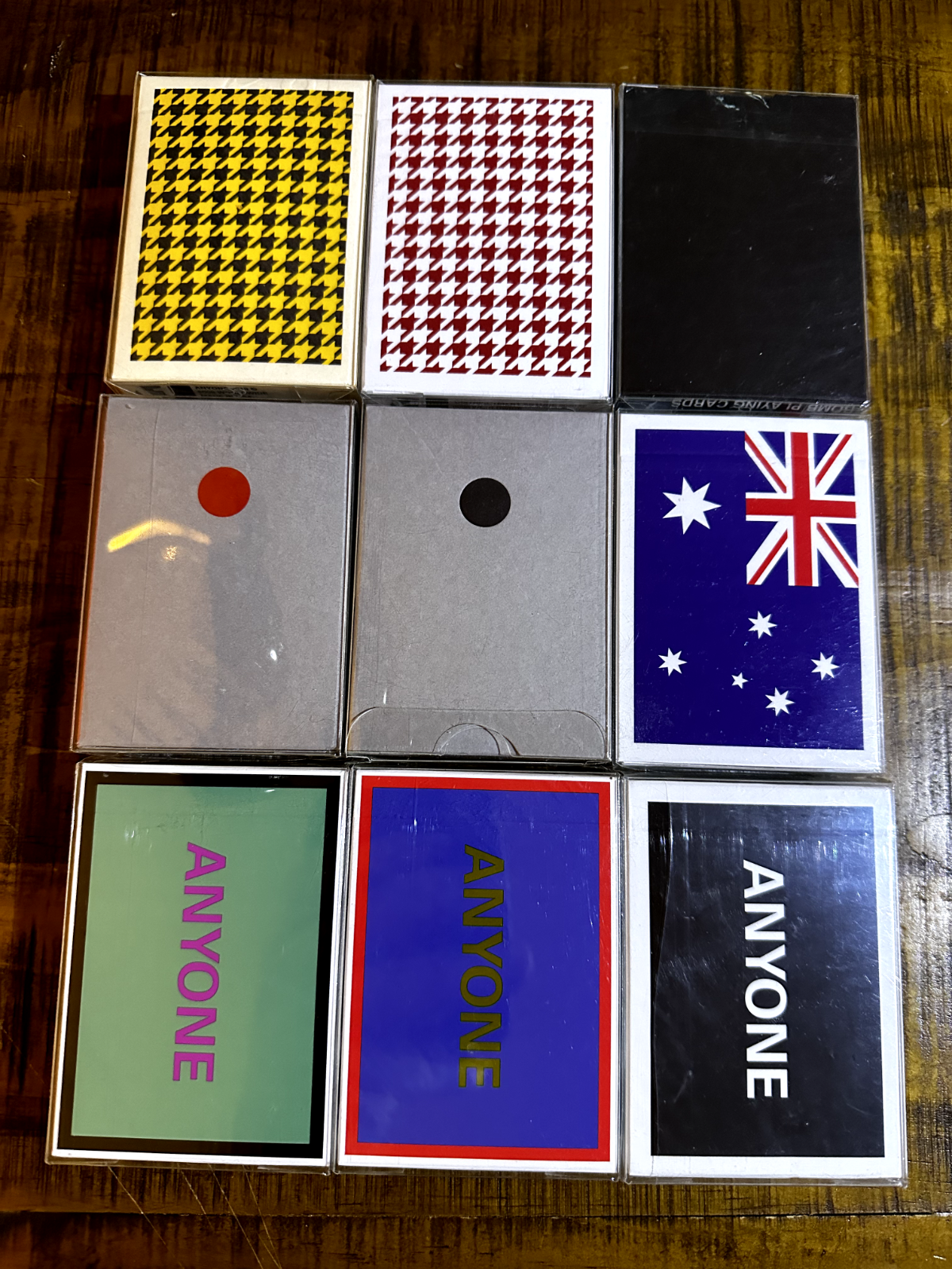 RARE lot Anyone Worldwide Playing Cards Houndstooth Bomb Red Black