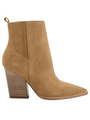 

MARC FISHER Женские коричневые кожаные сапоги на каблуке Umika с острым носком на блочном каблуке, Коричневый, MLUMIKA