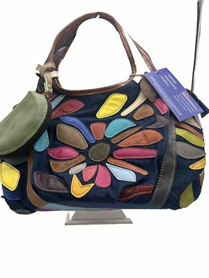 Ameri Leather Avie Patchwork Leather Multi Color Women s Shoulder Bag NWT Boho
