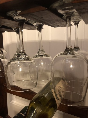 Home 15 Bottle Wine Rack w 8 Wine Glass Rack; Brown.19in L; 8.5in W; 28in H