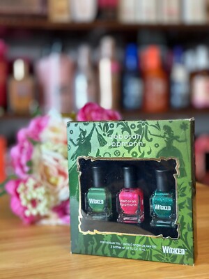Deborah Lippmann WICKED Lim-Ed Nail Polish Set Of 3, Pink, Green & Glitter, NIB