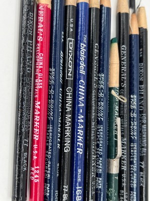  China Marker Pencils 11 Vintage grease sharpened black blue red green