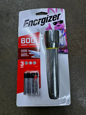 Energizer Vision HD Metal 600 Lumens Flashlight Wide Beam 2 hr Runtime 