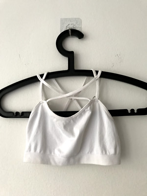 LF stores bralette cagey lace criss cross in white (free people, brandy)